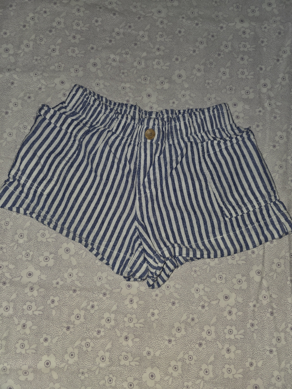 Old Navy Blue and White Striped High-Waist Girl Shorts